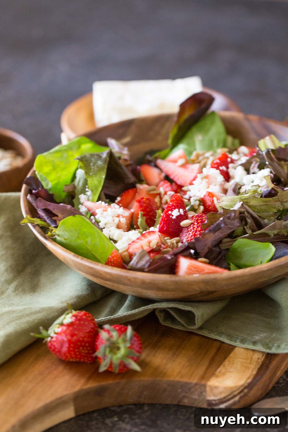 A bowl of Easy Strawberry Balsamic Salad.